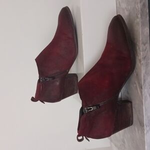 Franco Sarto Burgundy Wine Greco Ankle Booties, Size 9.5